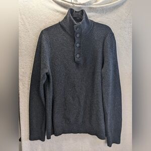 Banana Republic Men's Dark Gray Cashmere 1/4 Button Sweater Flaws